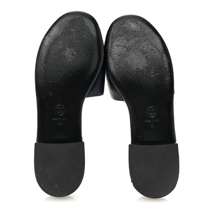 Chanel Lambskin CC Braided Mules 40 Navy Blue Black 6 of 10