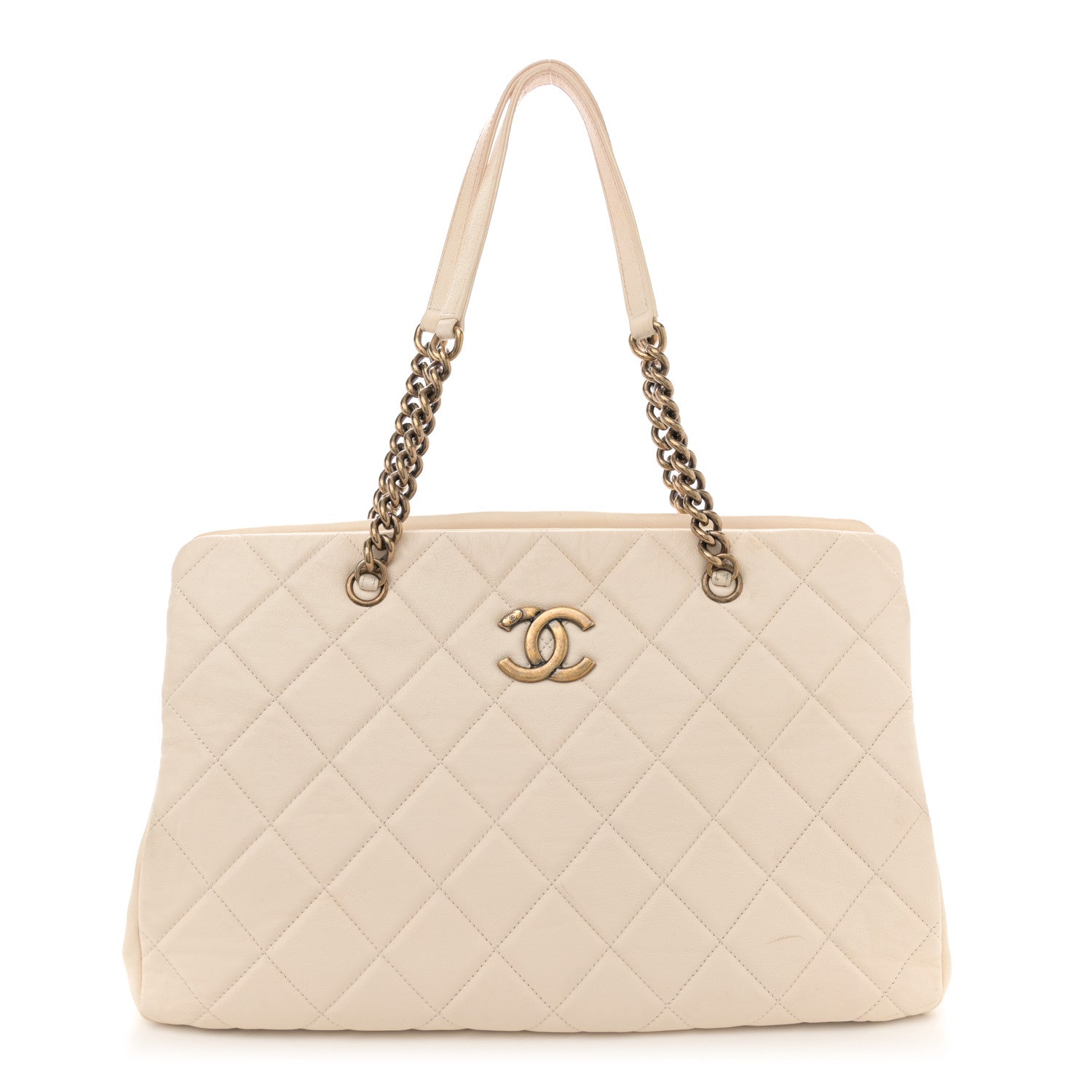 Chanel Calfskin Quilted Small Crown Tote Beige 1 of 17