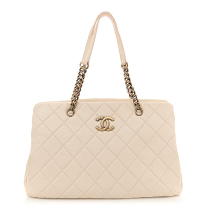 Chanel Calfskin Quilted Small Crown Tote Beige 1 of 17