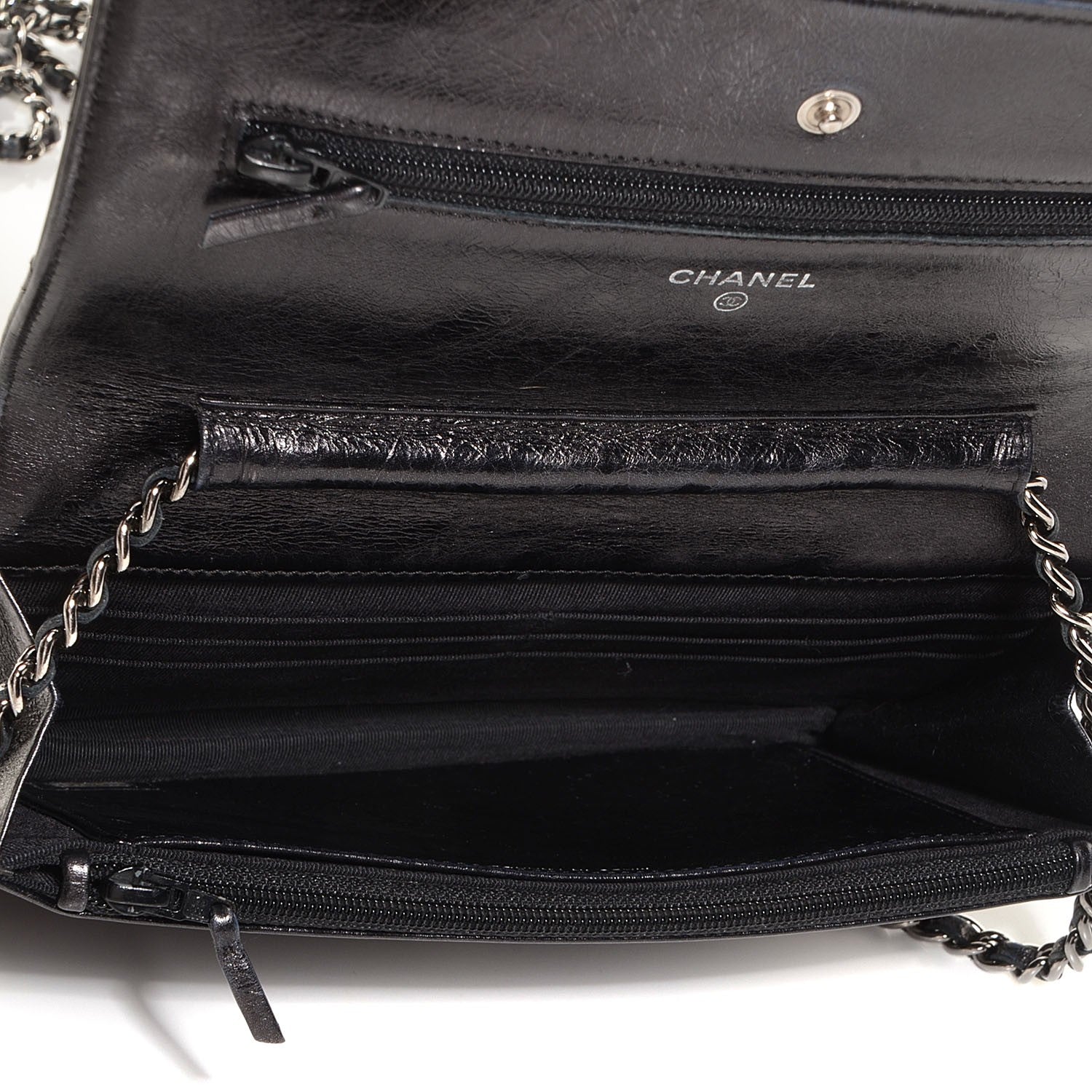 Chanel Aged Calfskin Reissue Wallet On Chain WOC Metallic Black 4 of 7