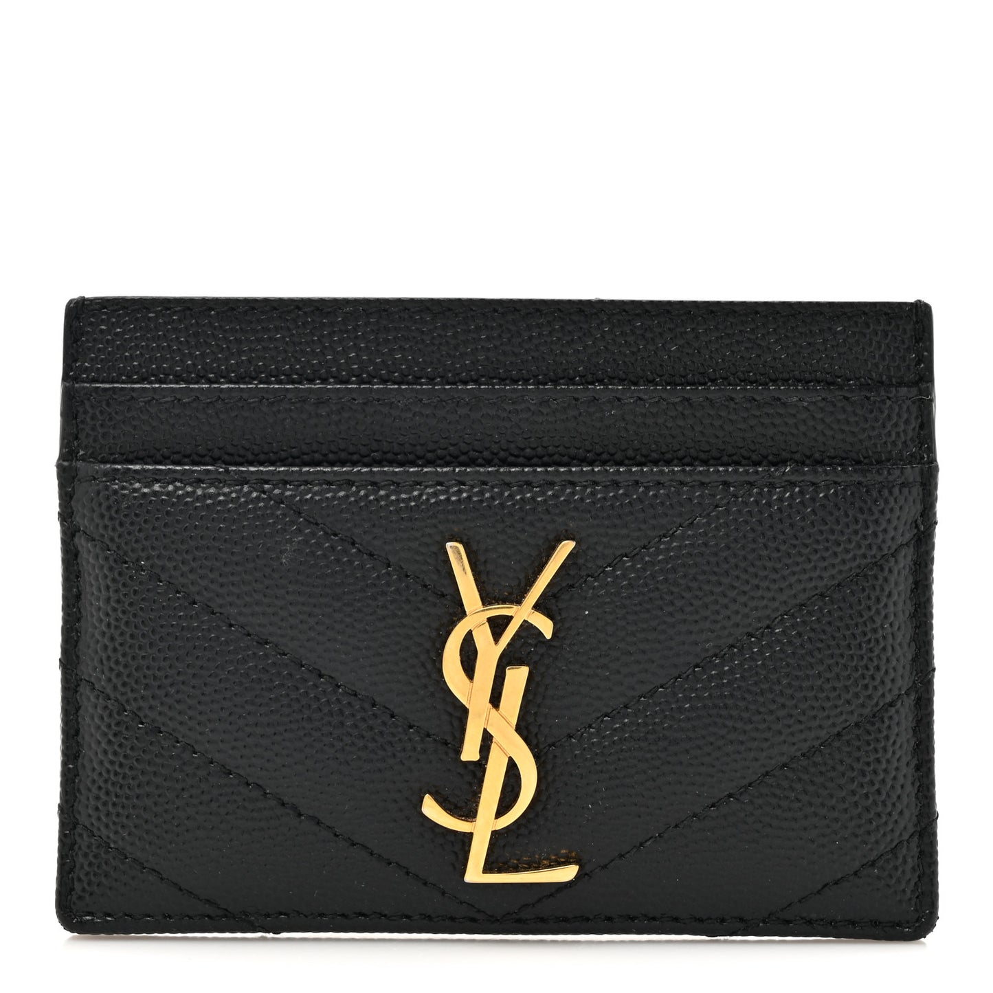 Grain De Poudre Matelasse Chevron Monogram Credit Card Case Black