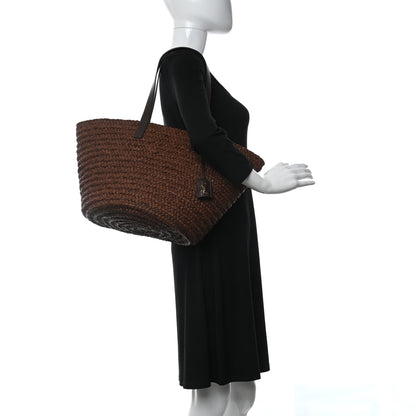 Saint Laurent Raffia Calfskin Medium Panier Tote Dark Chocolate 2 of 12