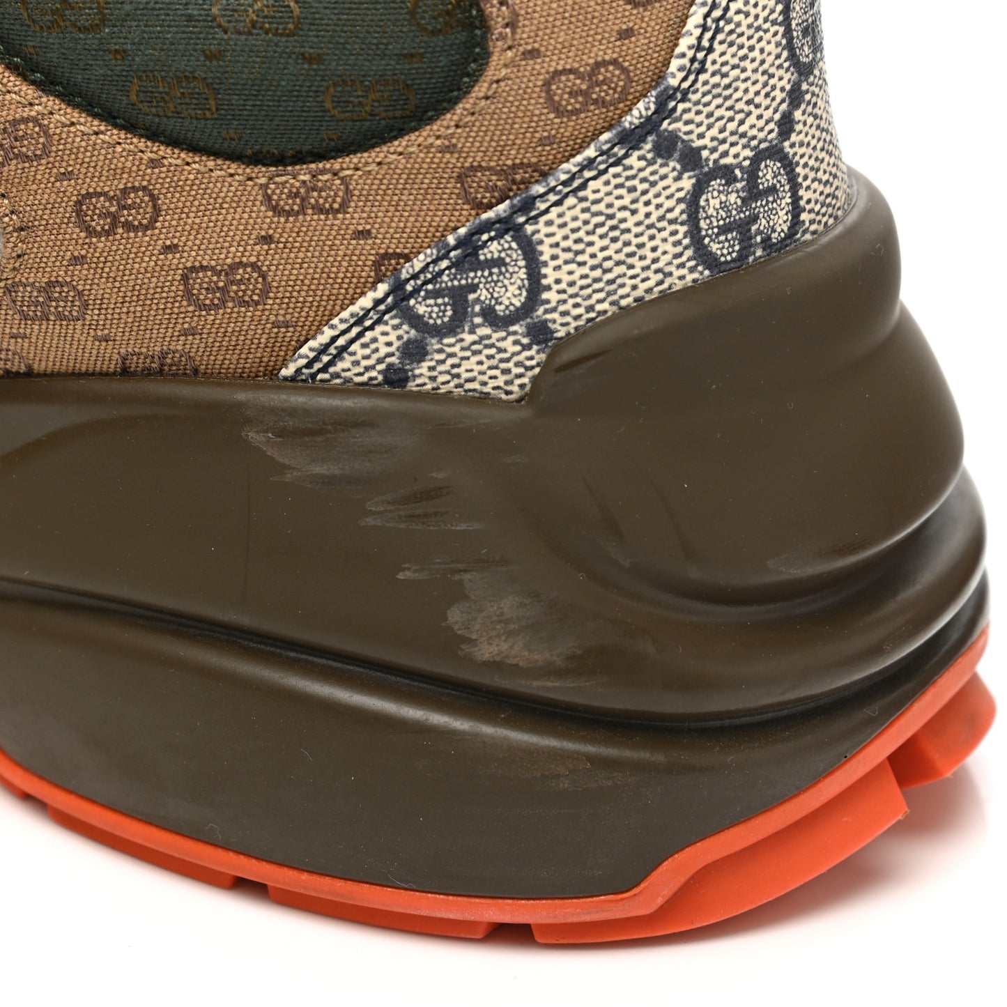 GG Supreme Monogram Mix Monogram Womens Rhyton Sneakers 39.5 Bordeaux Beige Ebony