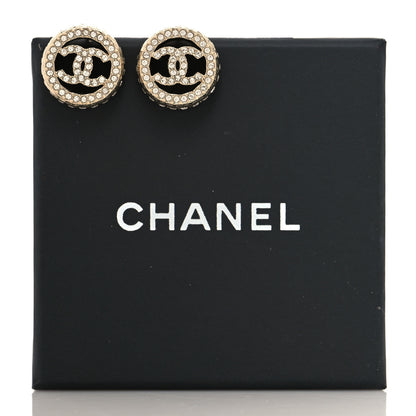 Chanel Crystal CC Round Earrings Gold 5 of 5