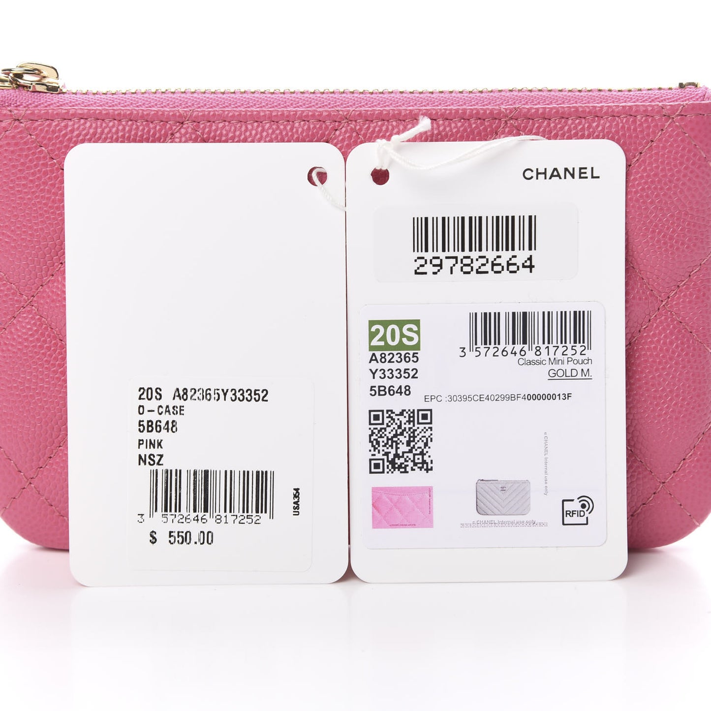 Caviar Quilted Small Cosmetic Case Pink