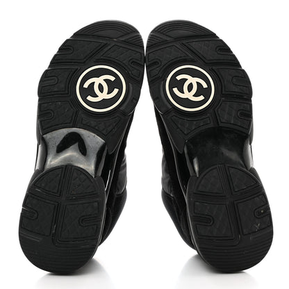 Chanel Nylon Calfskin Suede CC Sneakers 39 Black 5 of 9