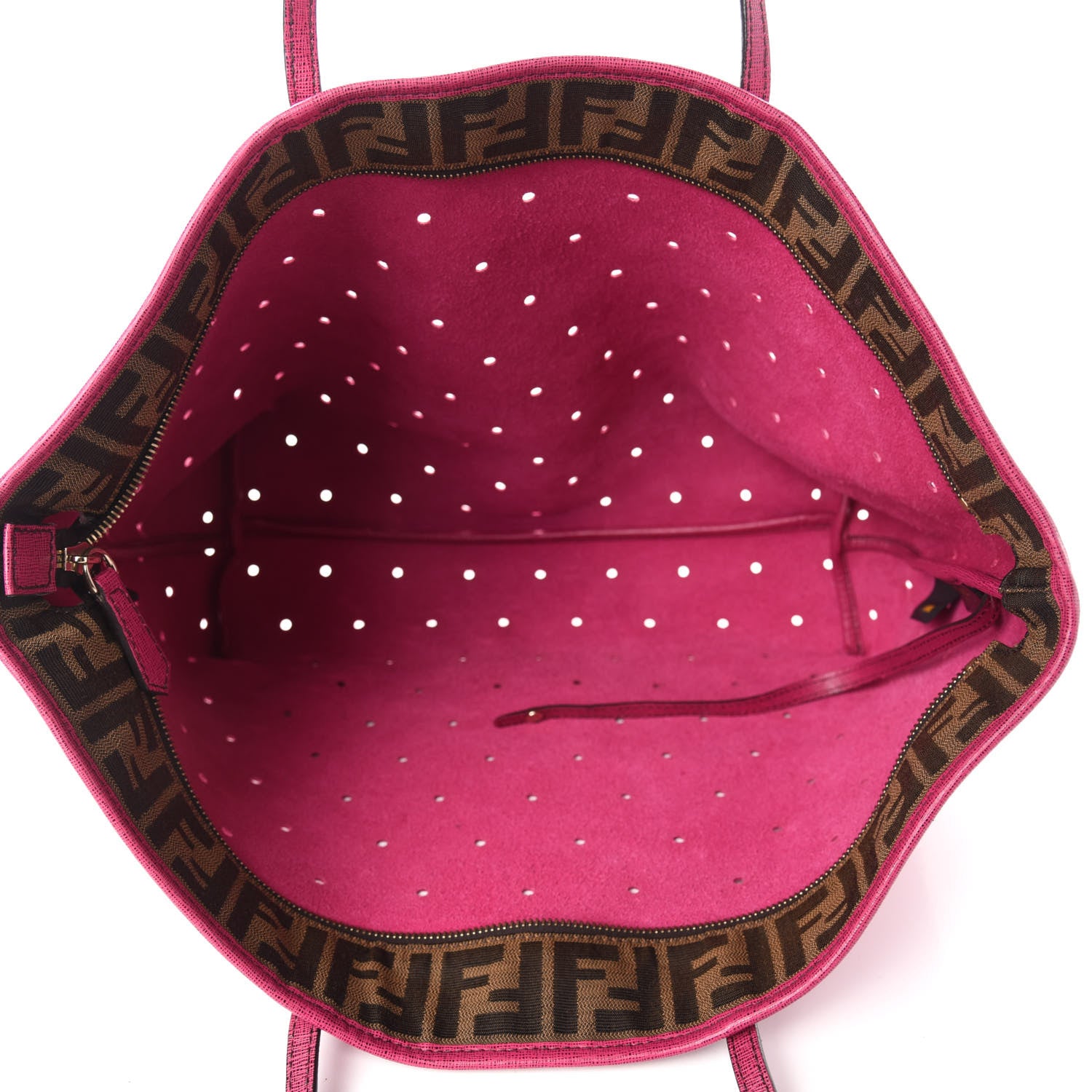 Fendi Vitello Elite Perforated Roll Tote Ciclamino 6 of 13