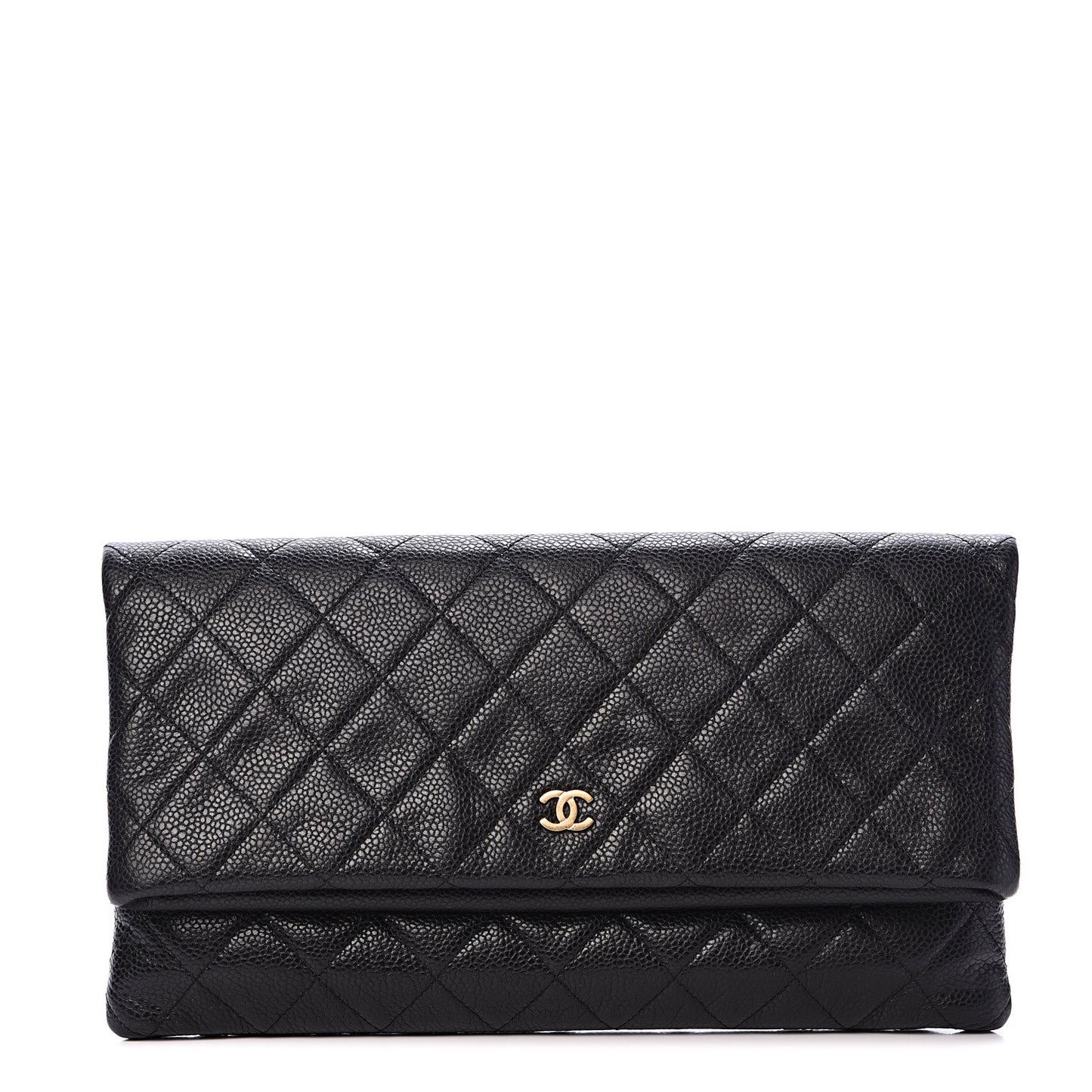 Caviar Quilted CC Beauty Clutch Black