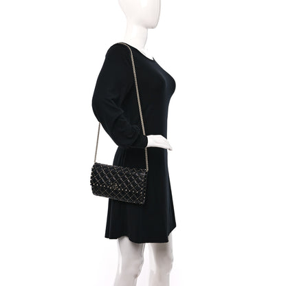 Valentino Garavani Craquele Nappa Beaded Rockstud Spike Wallet on Chain Black 2 of 13