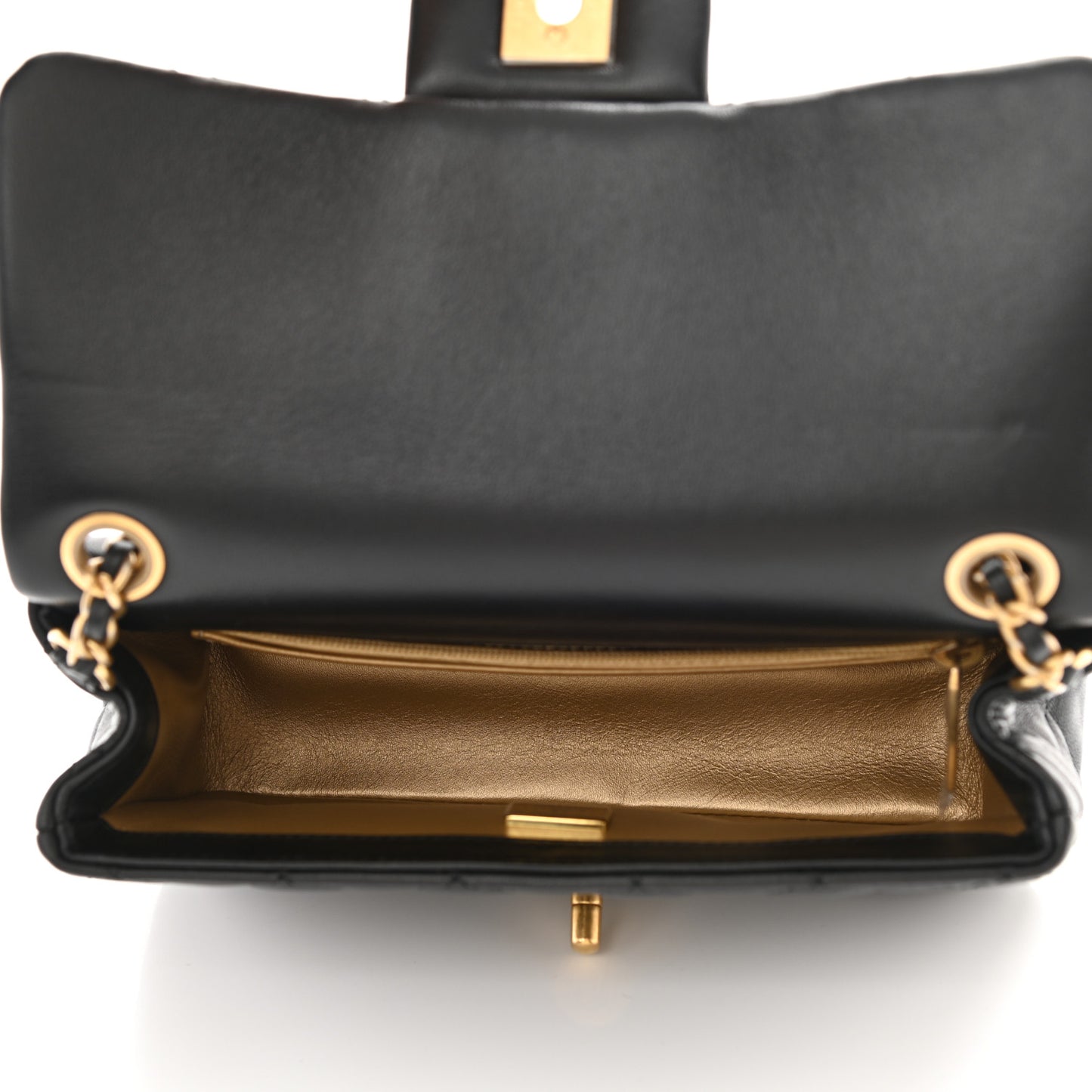 Lambskin Quilted Mini Rectangular Pearl Crush Flap Black