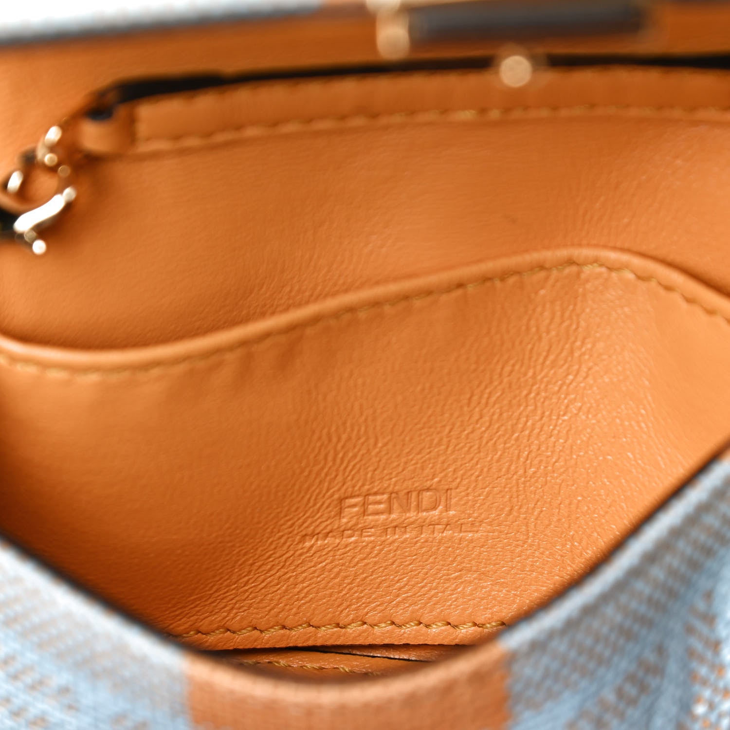 Fendi Raffia Pequin Gingham Woven Nano Baguette Charm Giallo Celeste 5 of 9