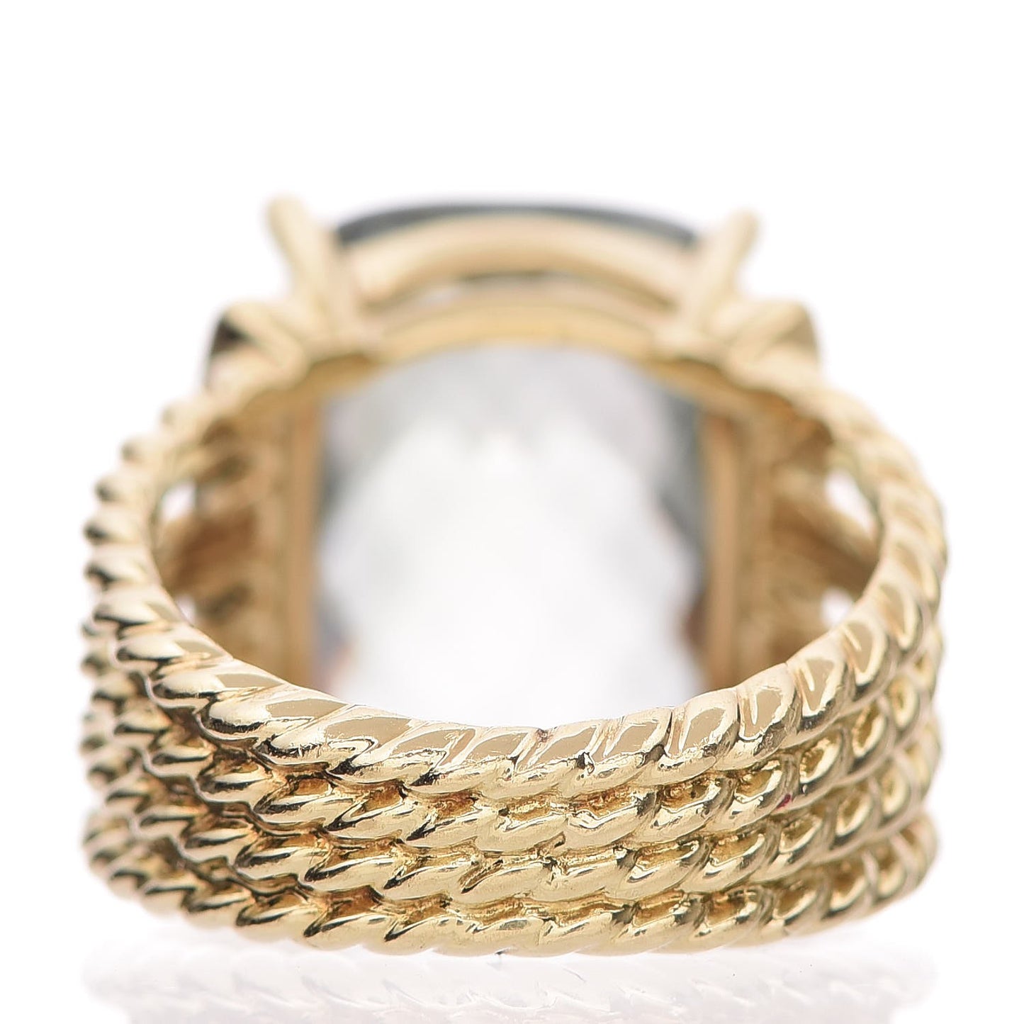 18K Yellow Gold Diamond Prasiolite 16mm Wheaton Ring 52 6