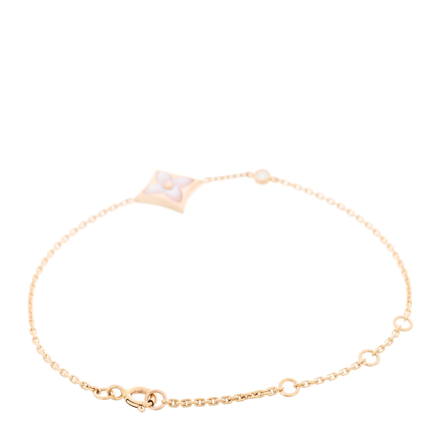 18K Pink Gold Diamond Mother of Pearl Color Blossom BB Star Bracelet