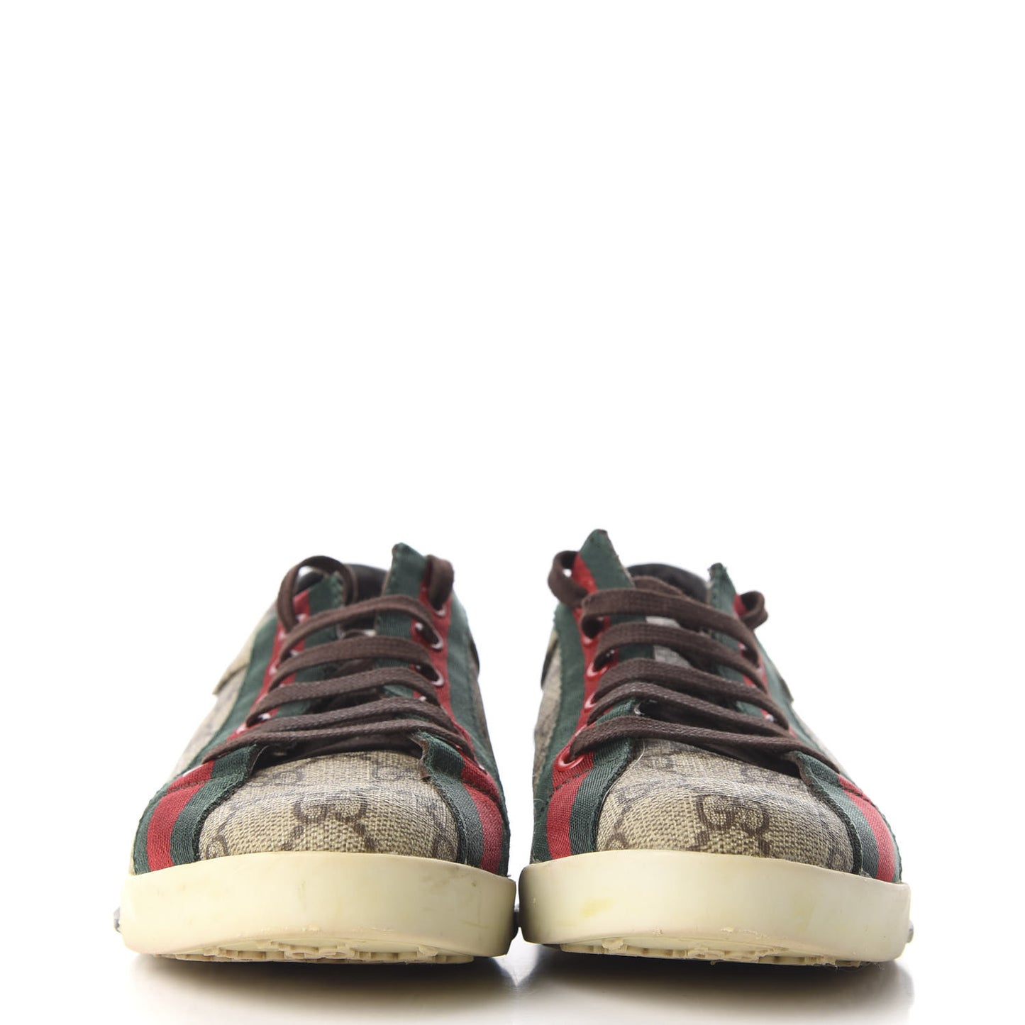 GG Monogram Web Womens Script Sneakers 38 Brown