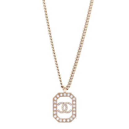 Chanel Crystal Pearl CC Geometric Chain Necklace Gold 1 of 6