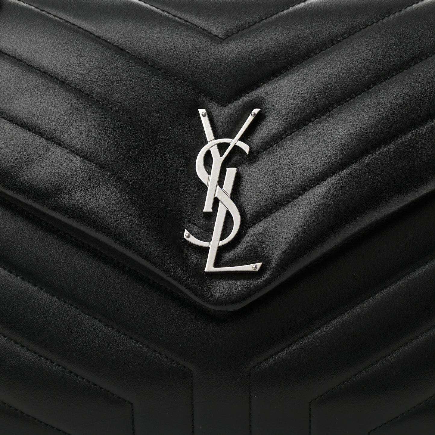 Calfskin Y Quilted Monogram Medium Loulou Chain Satchel Black