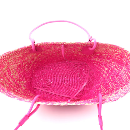Loewe Iraca Palm Calfskin Small Anagram Basket Bag Fuchsia 5 of 10
