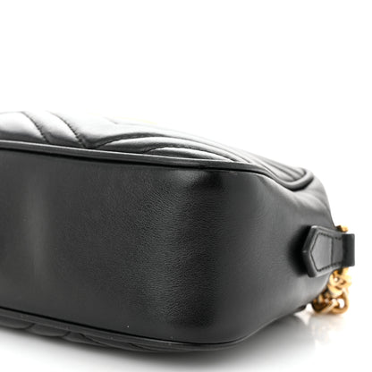 Gucci Calfskin Matelasse Small GG Marmont Chain Shoulder Bag Black 10 of 15