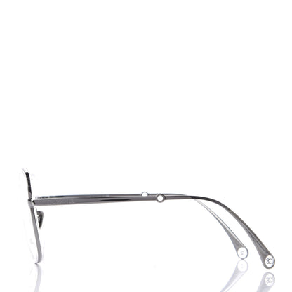 Chanel Square Removable Pearl Chain Eyeglasses 2195 Silver 3 of 10
