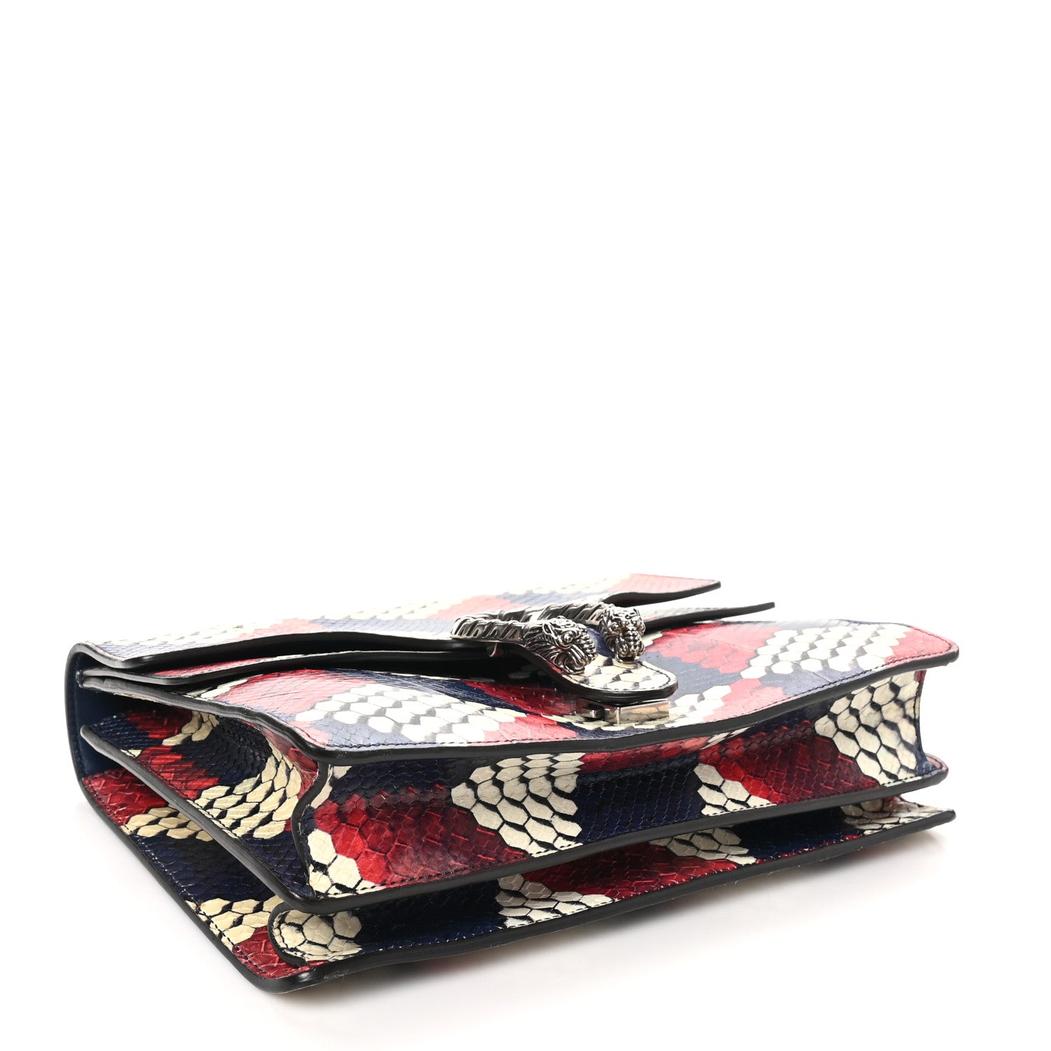 Gucci Snakeskin Cubic Medium Dionysus Shoulder Bag Red White Blue 4 of 12