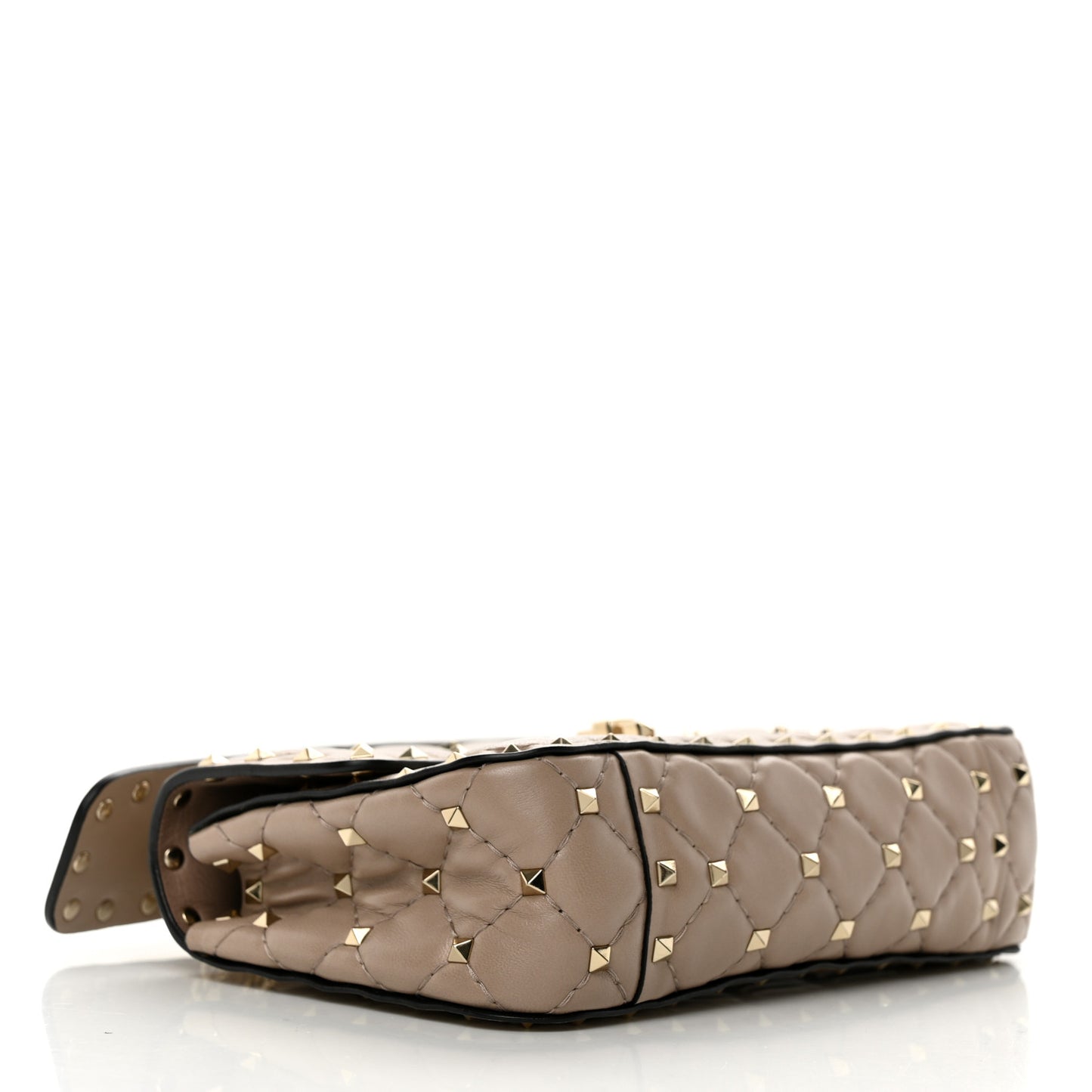 Lambskin Small Rockstud Spike Shoulder Bag Poudre