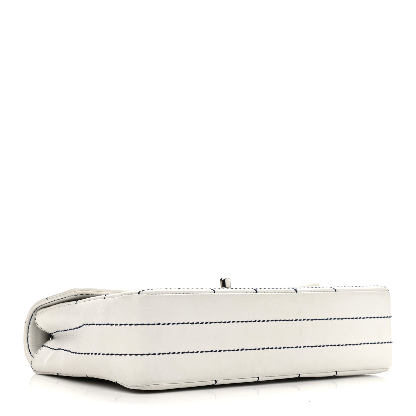 Lambskin Stitched Medium Chocolate Bar Flap White