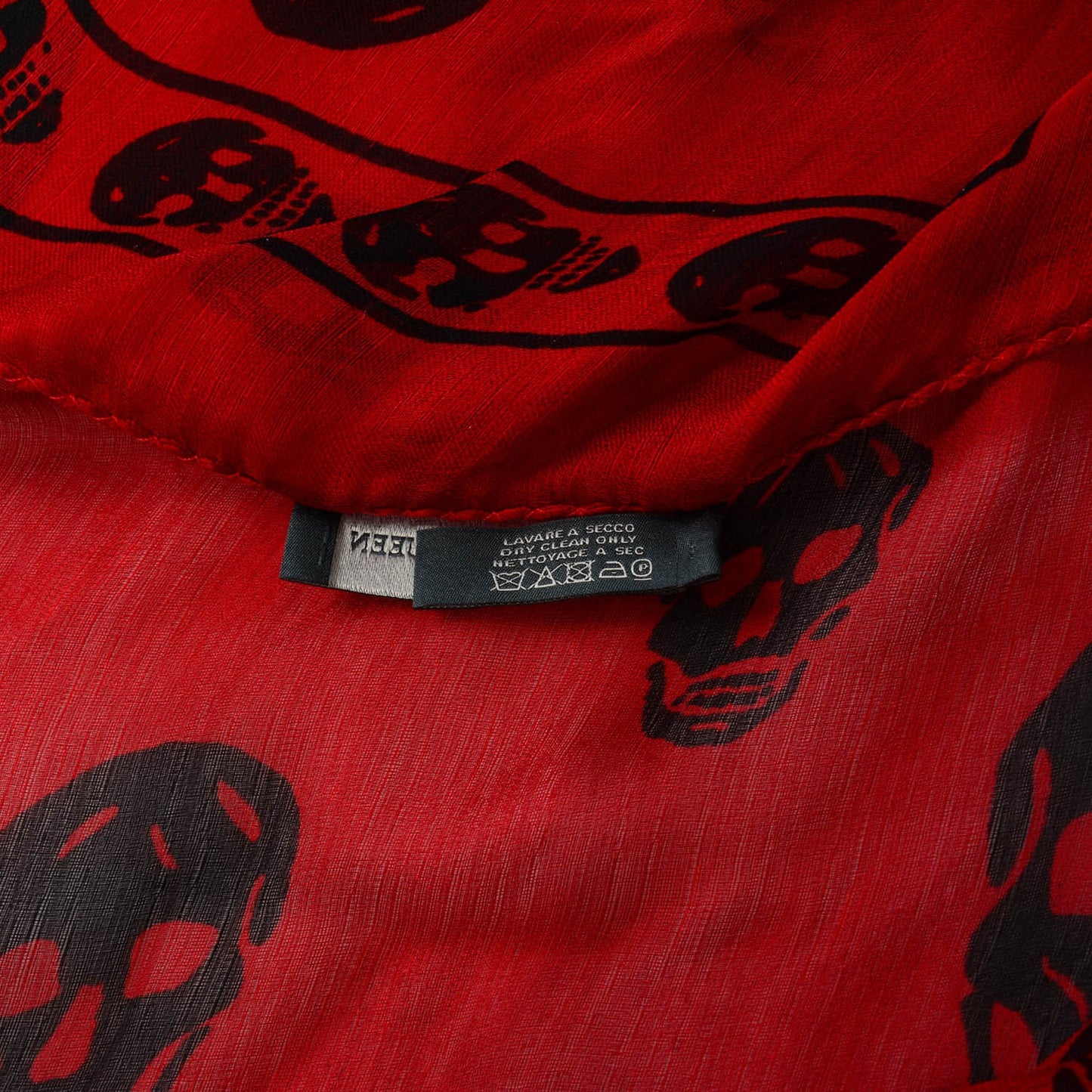 Silk Chiffon Skull Scarf Red Black