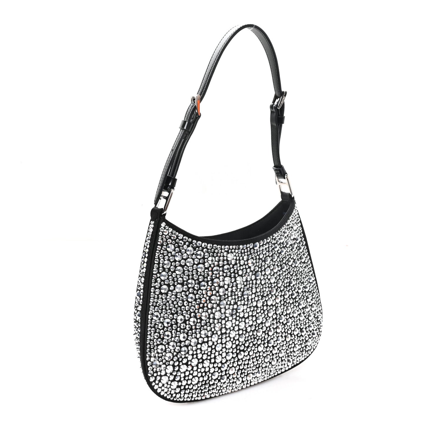Satin Crystal Cleo Adjustable Strap Shoulder Bag Metal