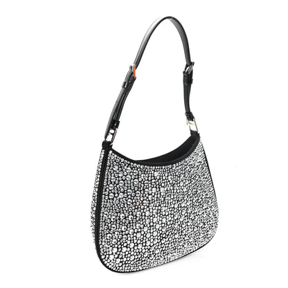 Prada Satin Crystal Cleo Adjustable Strap Shoulder Bag Metal 3 of 9