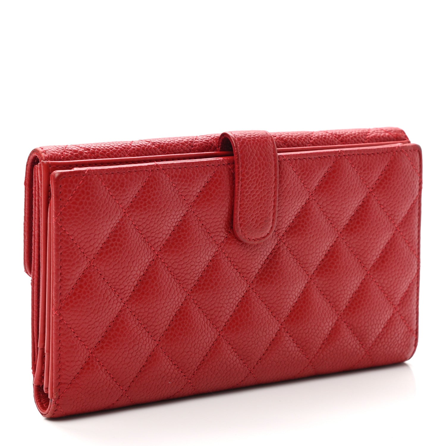 Chanel Caviar Quilted CC Long Double Wallet Red 3 of 11