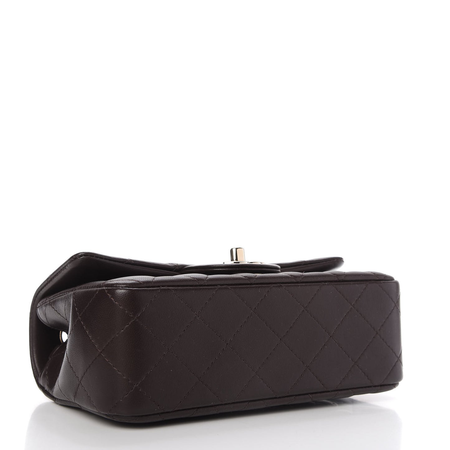 Lambskin Quilted Mini Rectangular Flap Dark Brown