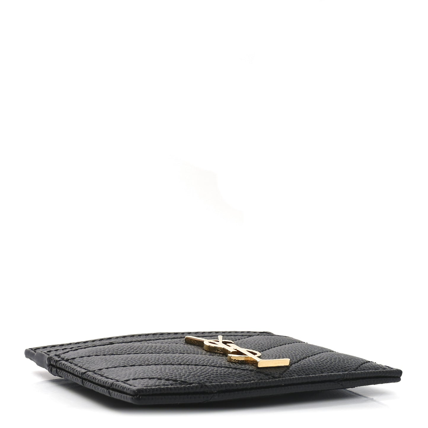Grain De Poudre Matelasse Chevron Monogram Credit Card Case Black
