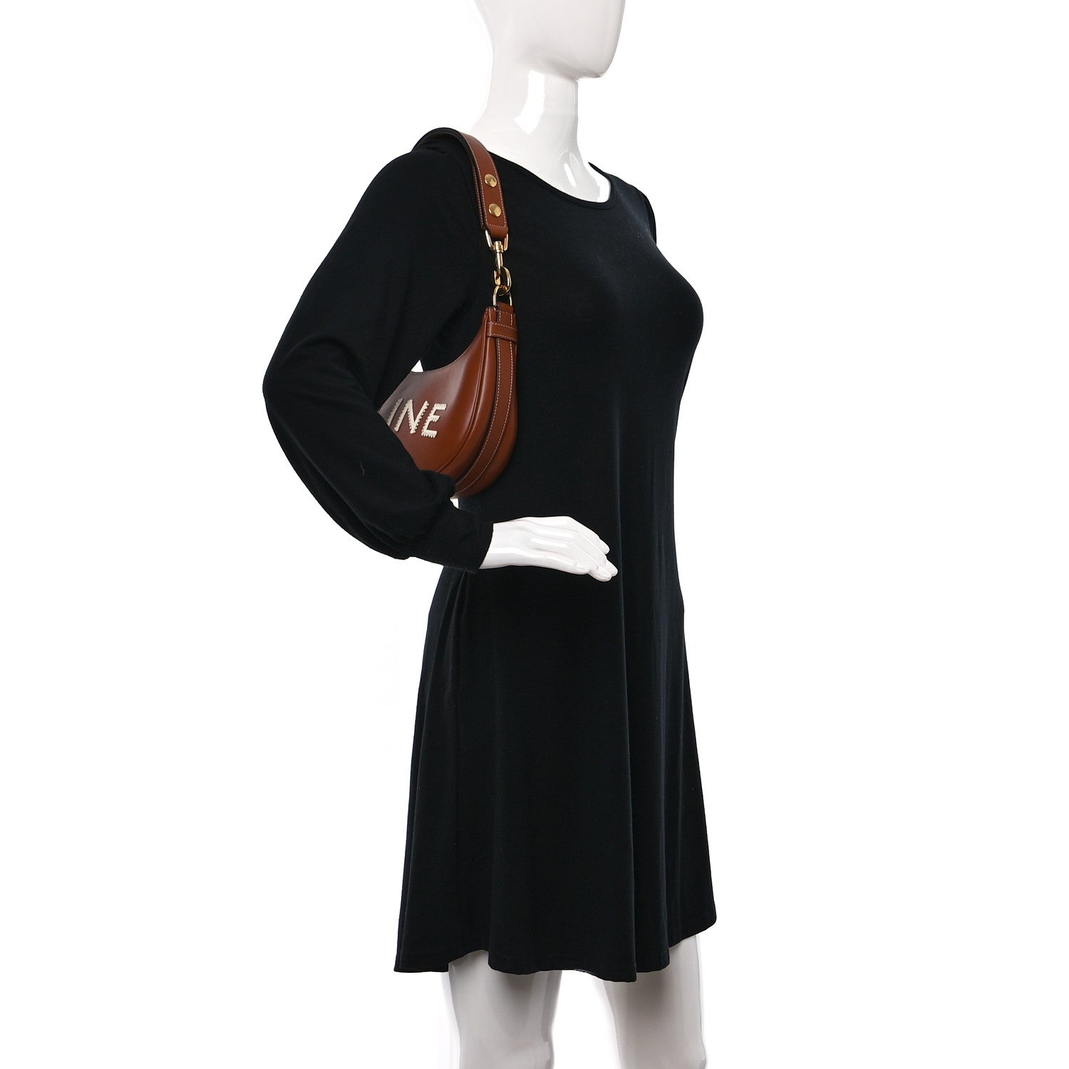 Celine Smooth Calfskin Medium Ava Logo Shoulder Bag Tan 2 of 8