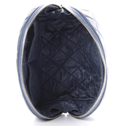 Chanel Lambskin Quilted Small Curvy Pouch Cosmetic Case Navy 5 of 9