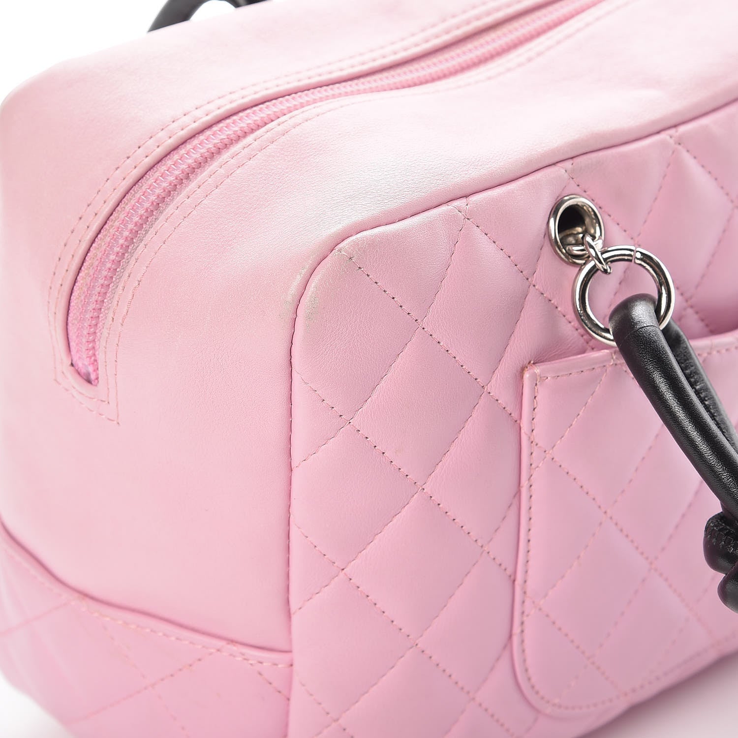 Chanel Calfskin Quilted Large Cambon Bowler Pink Black 14 of 20