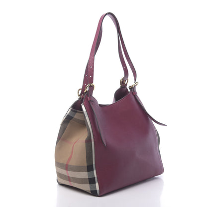 Burberry Grainy Calfskin House Check Small Canterbury Tote Berry Pink 3 of 13
