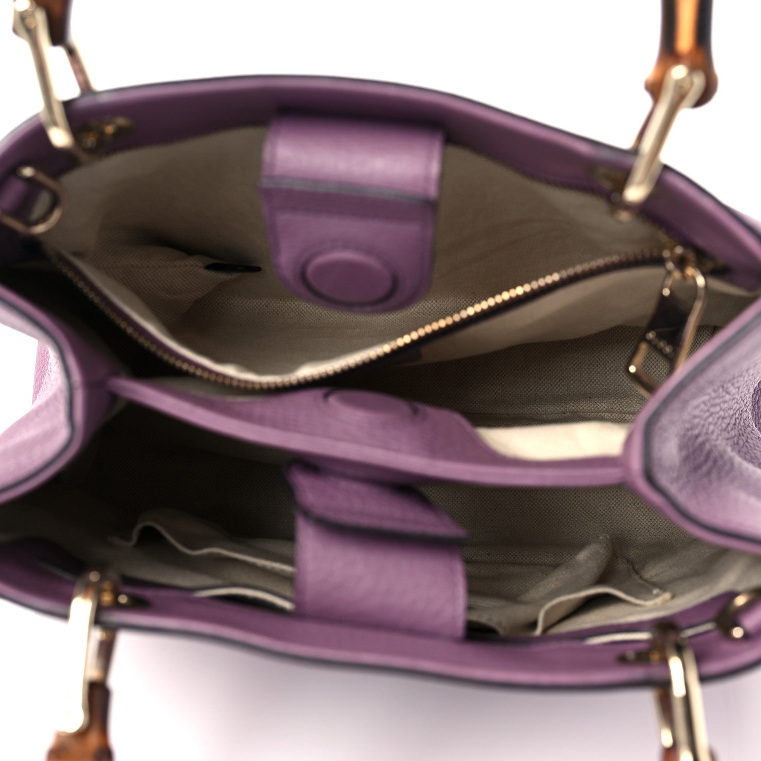Gucci Calfskin Small Bamboo Shopper Tote Purple 5 of 8