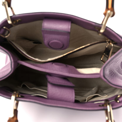 Gucci Calfskin Small Bamboo Shopper Tote Purple 5 of 8