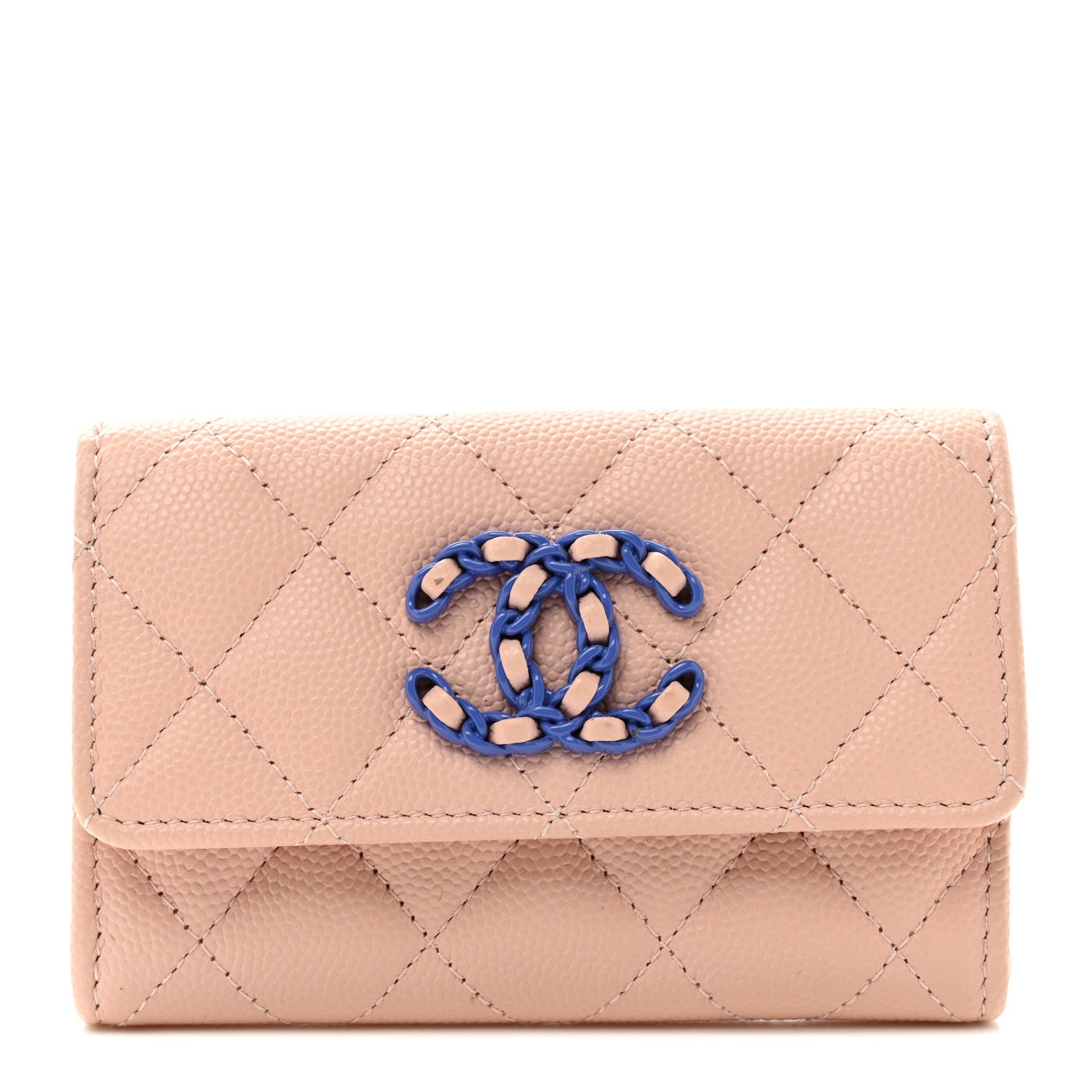 Chanel Caviar Quilted Chain CC Flap Card Holder Light Pink 1 of 9