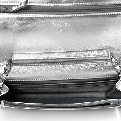 Chanel Metallic Aged Calfskin Quilted Reissue Wallet On Chain WOC Silver 4 of 10
