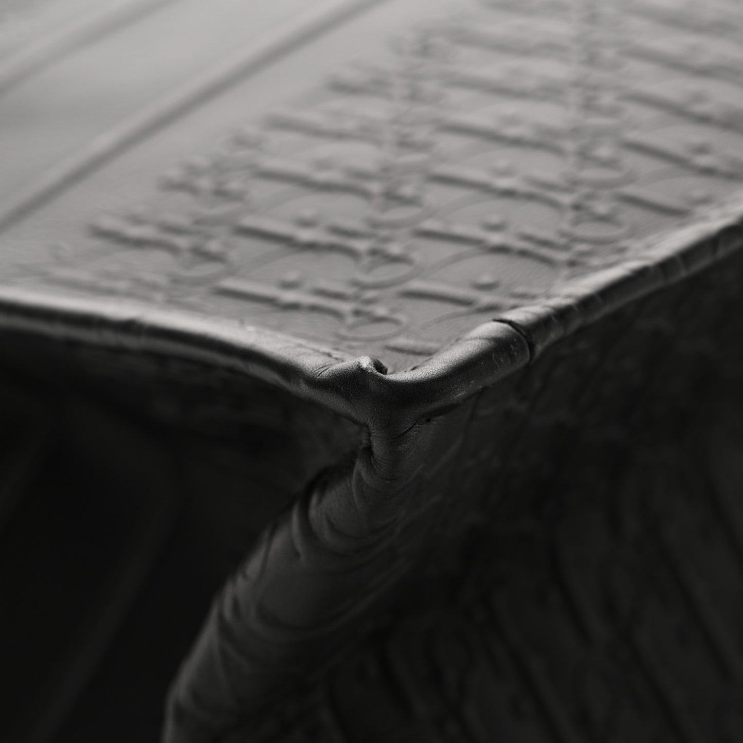 Oblique Calfskin Embossed Large Book Tote Black