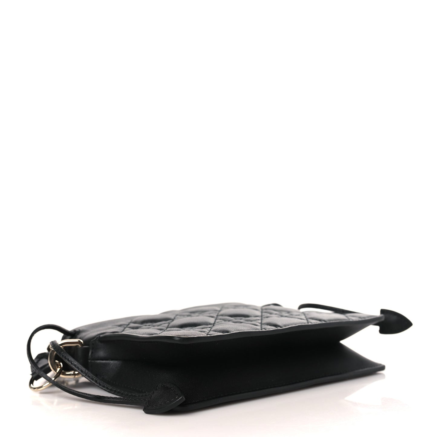 Lambskin Cannage Mini Top Handle Drawstring Bag Black
