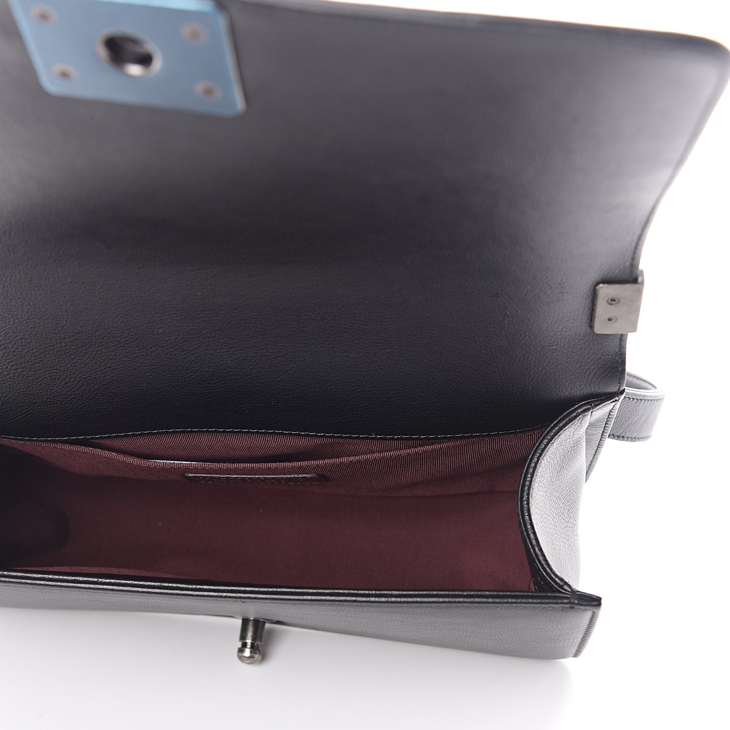 Calfskin Double Stitch Medium Boy Flap Black