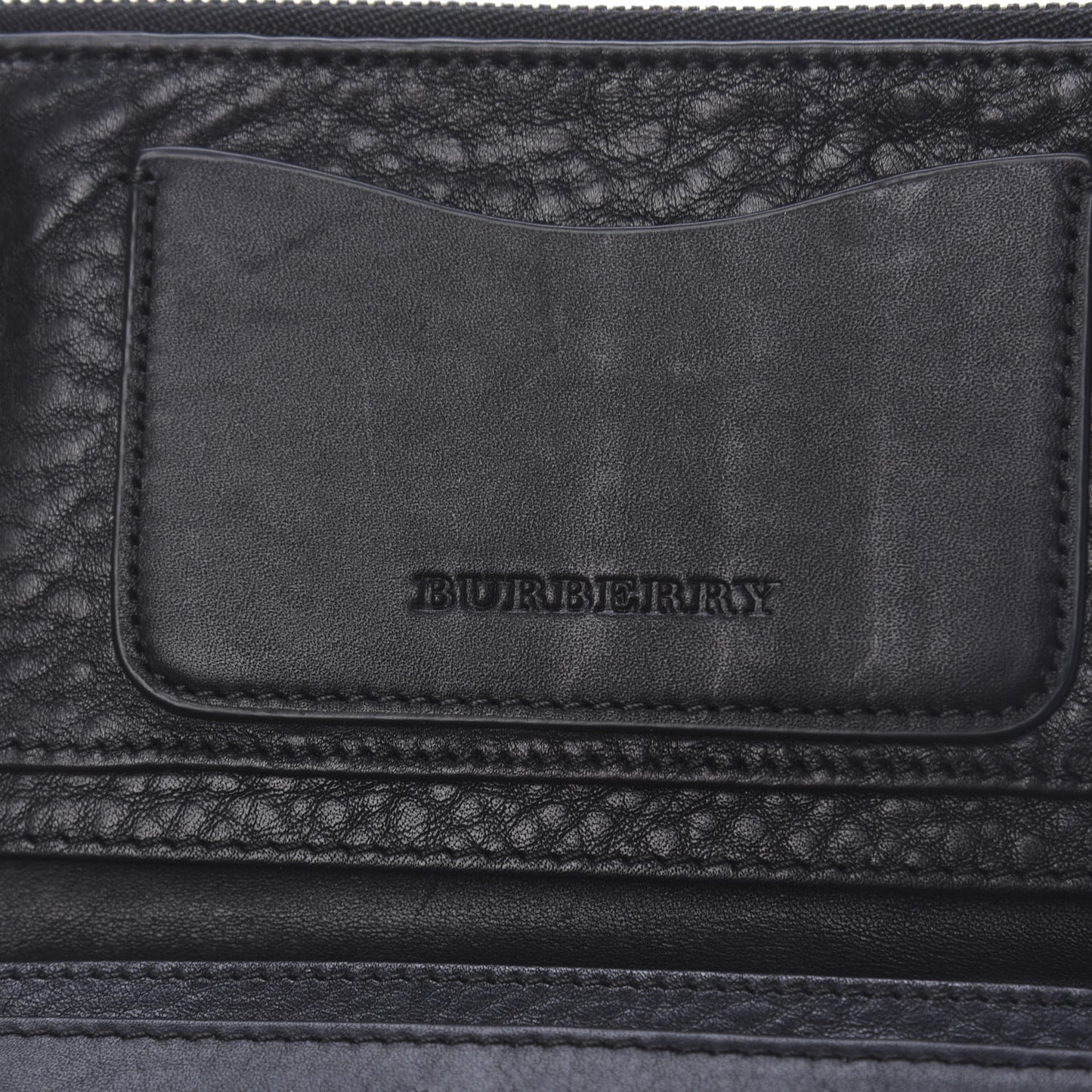 Grainy Calfskin Zip Wallet Black