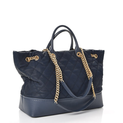 Chanel Iridescent Caviar Quilted Globe Trotter Shopping Tote Navy Blue 3 of 11