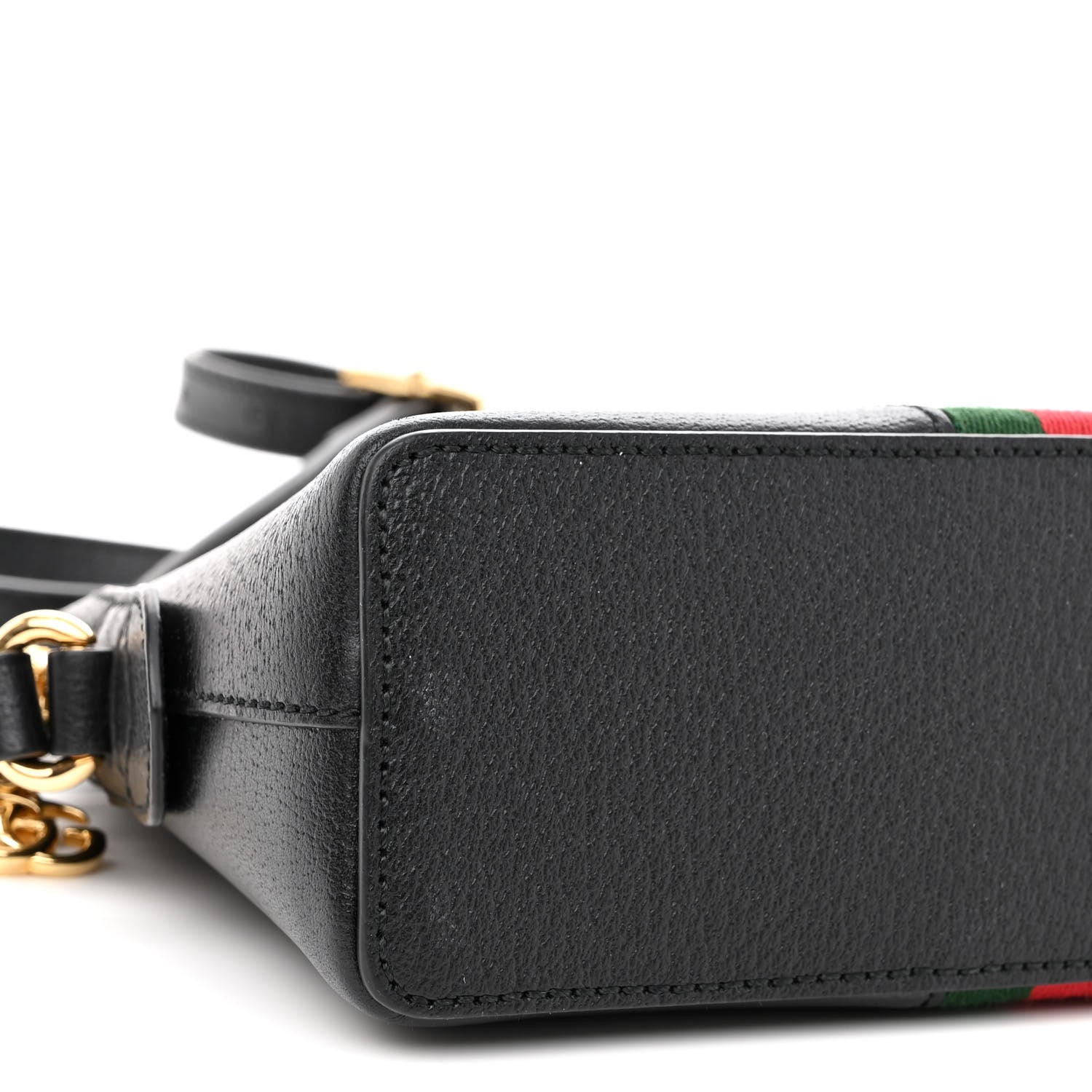 Gucci Calfskin GG Web Small Ophidia Dome Shoulder Bag Black 9 of 10