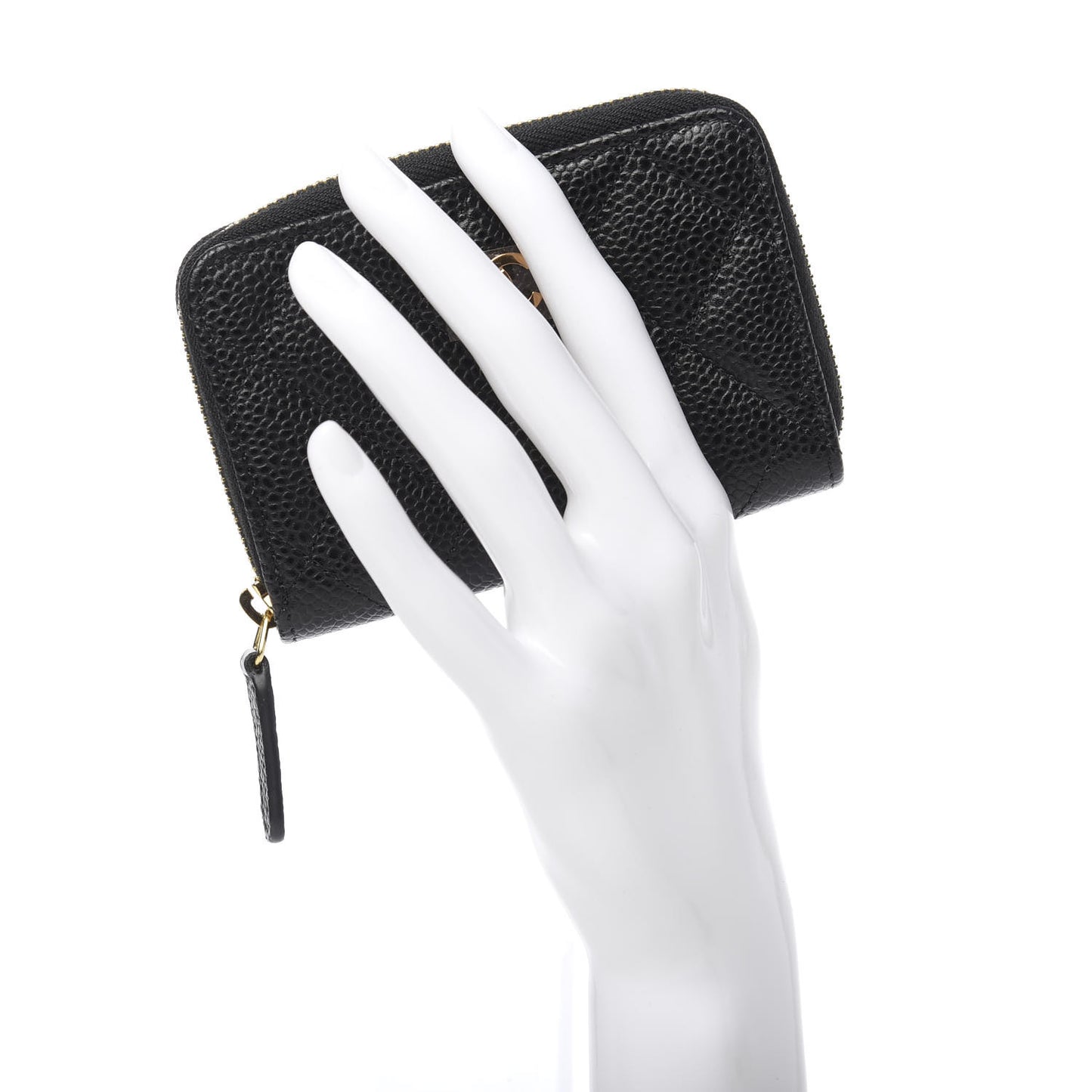 Caviar Quilted Zip Coin Purse Black