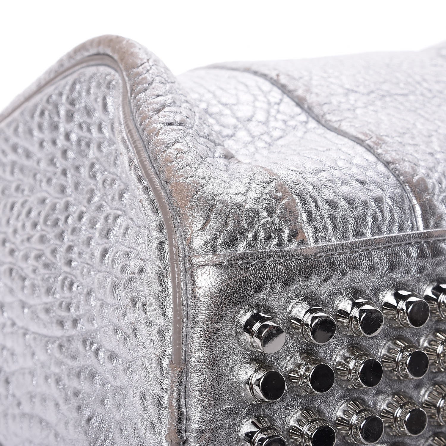 Alexander Wang Metallic Pebbled Lambskin Rockie Rhodium Silver 8 of 18