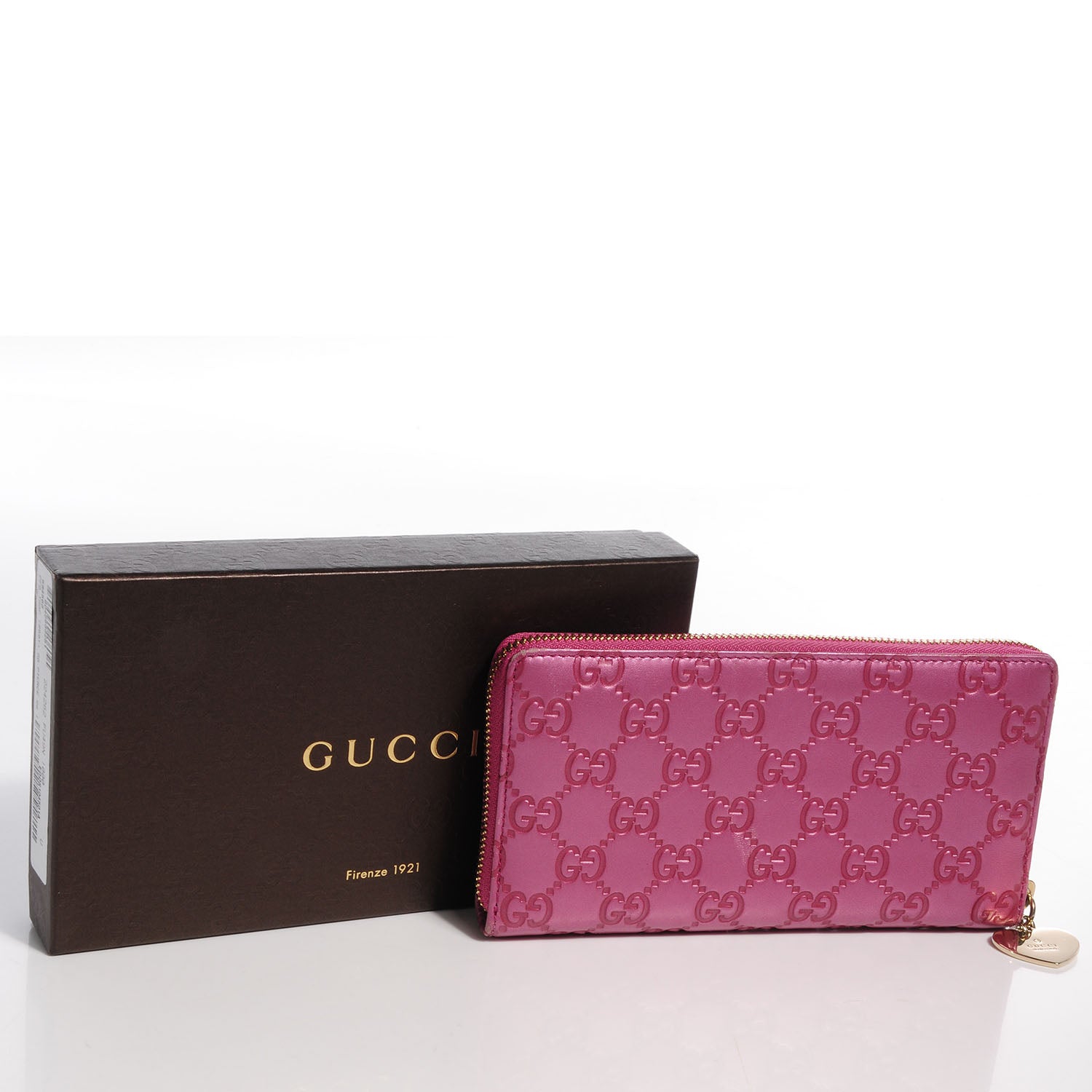 Gucci Metallic Soft Guccissima Heart Zip Around Wallet Fresia Rose 8 of 18