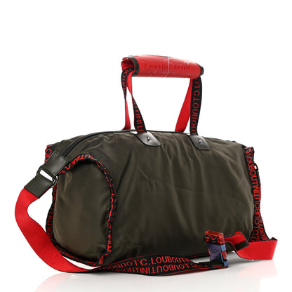 Christian Louboutin Calfskin Nyon Duffle Army Green Red Black 3 of 16